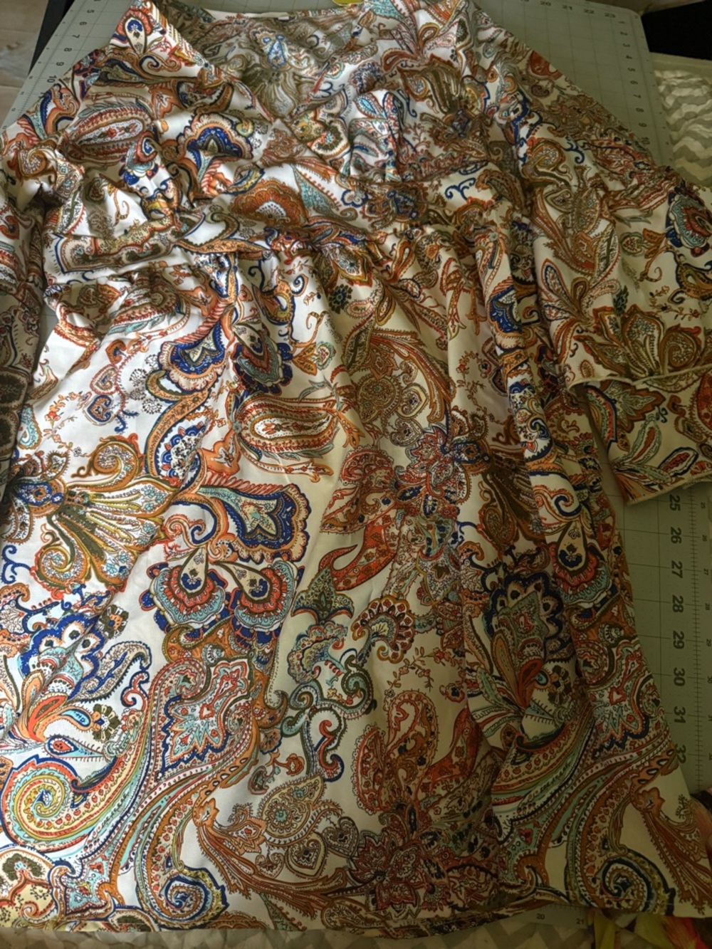 Paisley Print Midi Skirt in Cream with Multicolor Accents